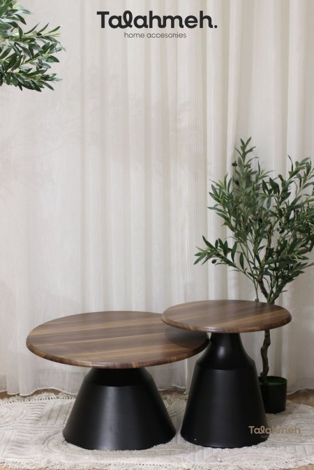 طاوله حديد وجه خشب